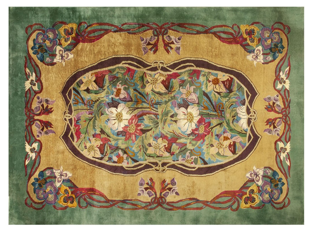 Antique art deco / art nouveau room size wool chinese rug