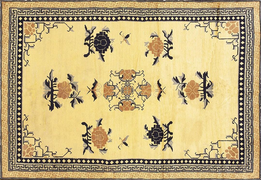 Light color antique east turkestan khotan wool pile area rug