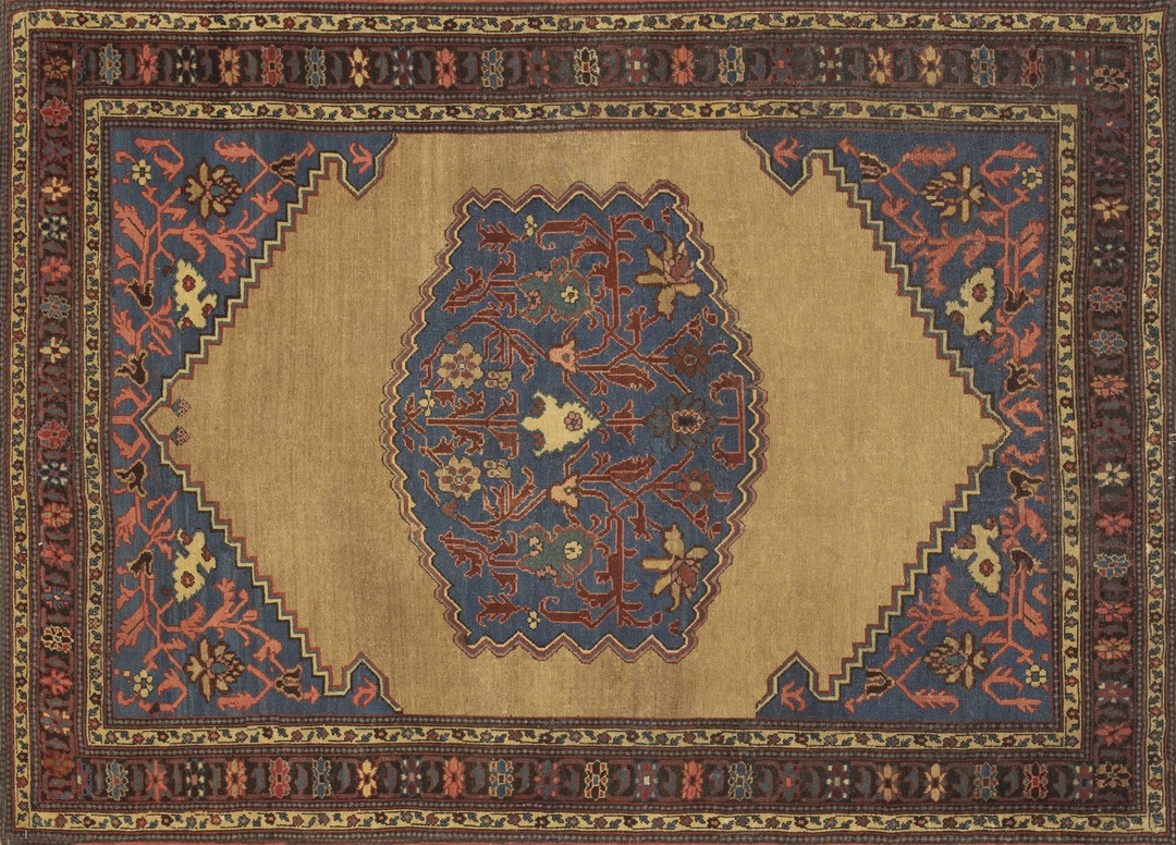 Rare small size antique tribal geometric persian bakshaish area rug