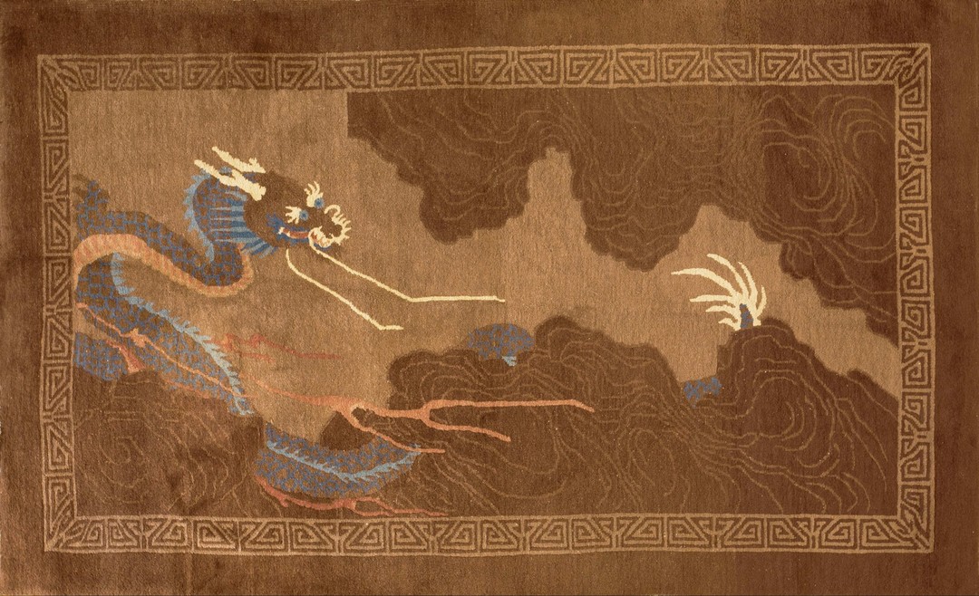 Antique peking small scatter size wool brown rug