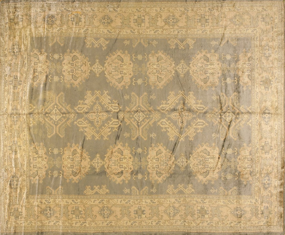 Light decorative gray color large scale design antique turkish oushak carpet