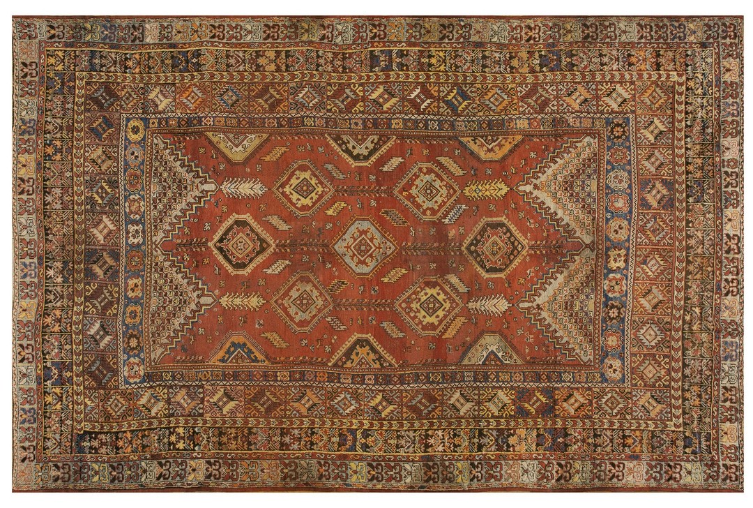 Antique large rabat moroccan allover geometric knotted rug