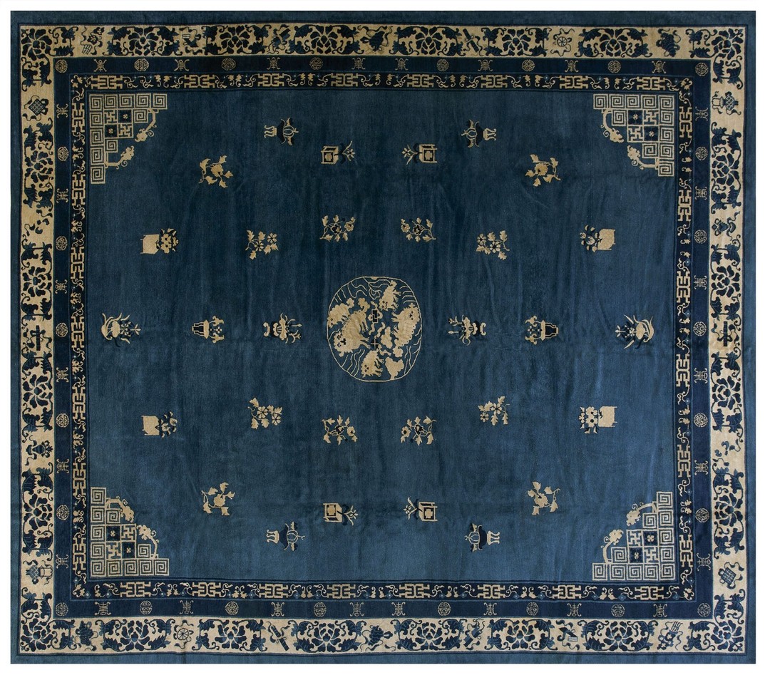 Antique chinese - peking room size blue rug