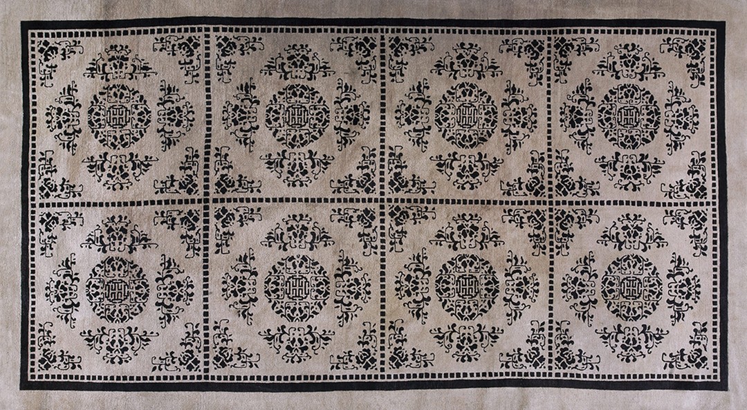 Antique chinese - peking allover floral knotted rug