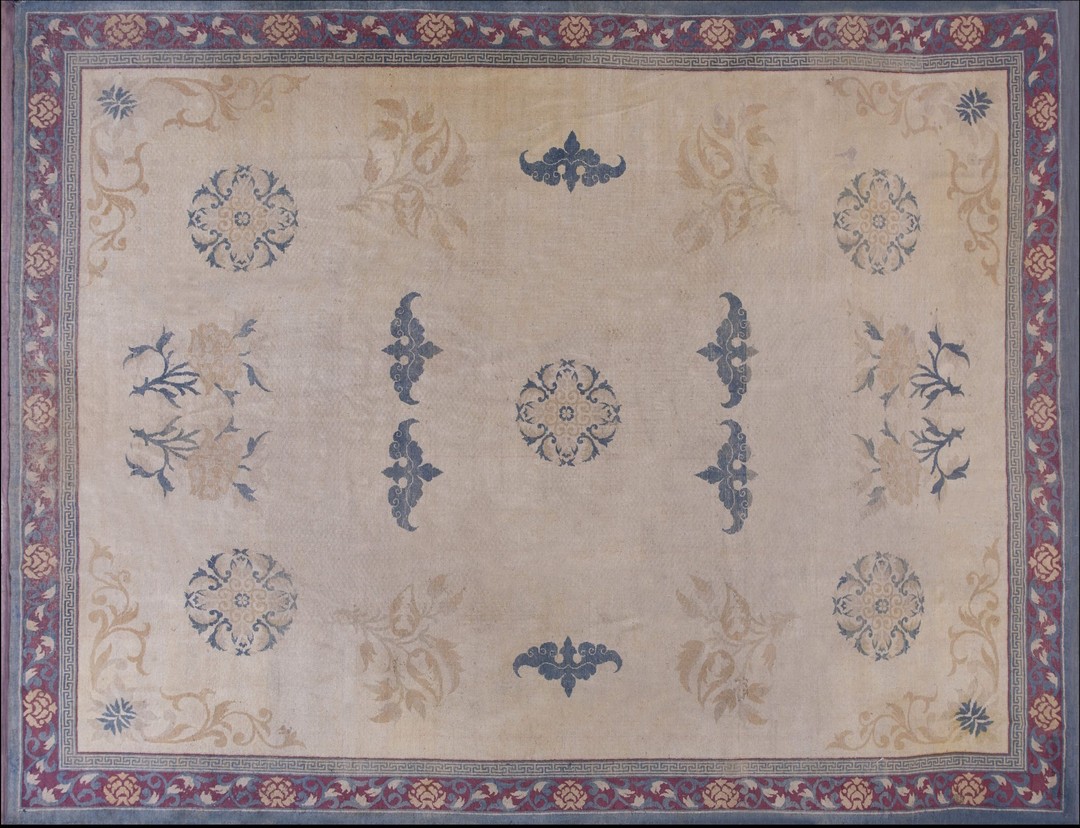 Antique room size chinese influenced indian amritsar rug