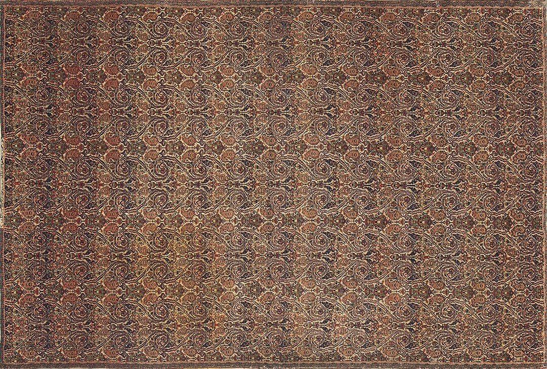 Small size intricate floral paisley pattern antique ivory persian farahan area rug