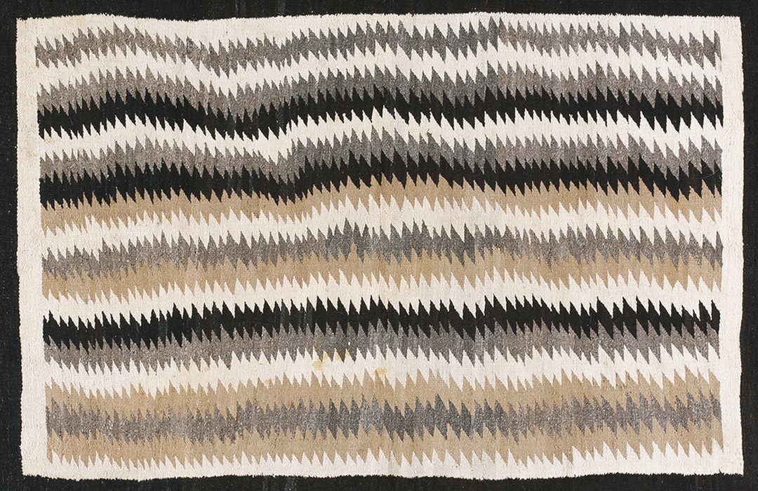 Antique allover geometric wool flat weave multicolor jewel tones 1935 rug