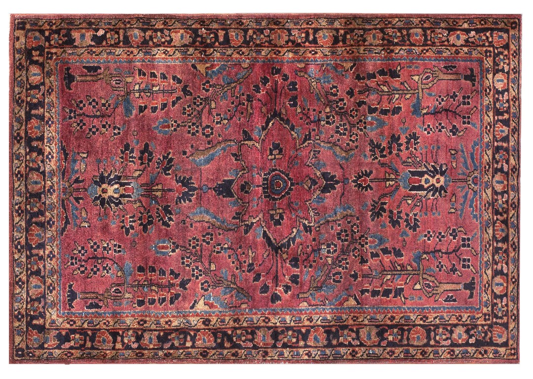 Antique sarouk small scatter size wool rug