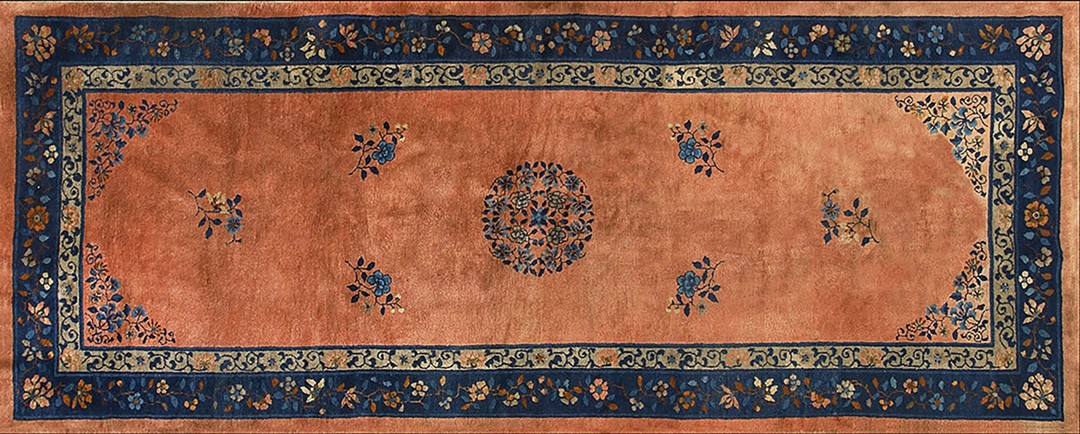 Long and narrow size antique floral pattern persian chinese wool rug