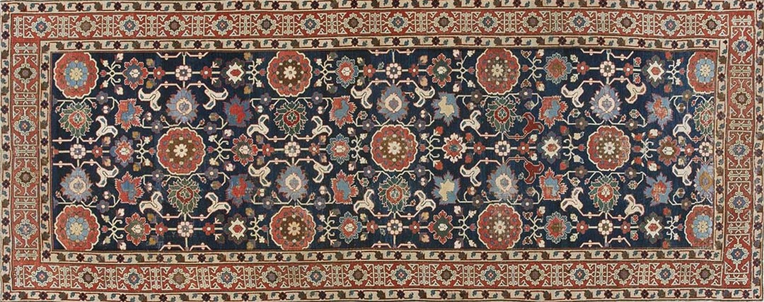 Antique caucasian - kuba hallway runner wool blue rug