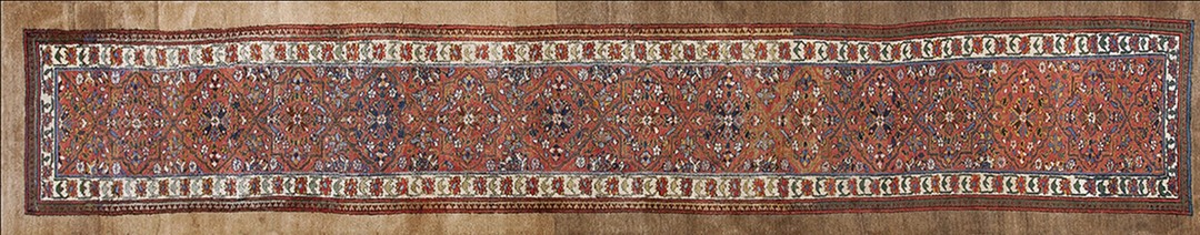 Antique serab large hallway runner wool coral rug