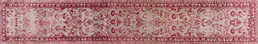 Antique floral pattern fine weave hallway runner persian kerman rug