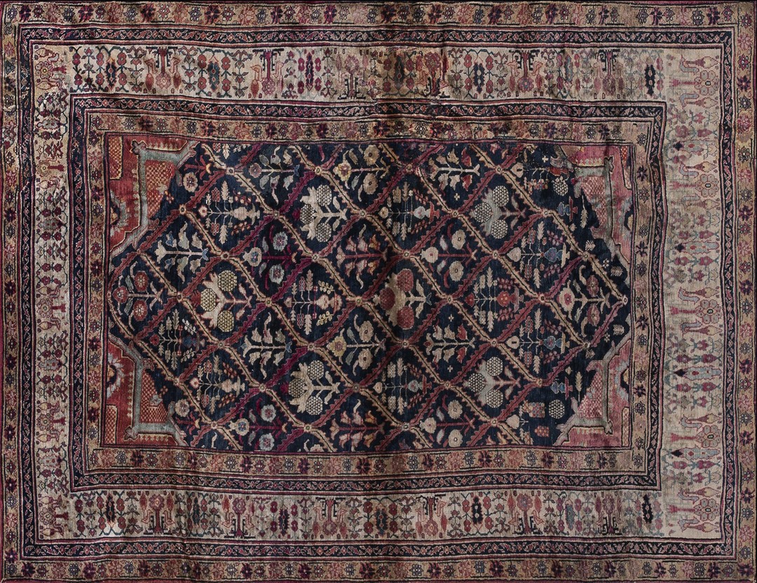 Very fine antique persian joshagan design mid 19th century collectible silk heriz rug