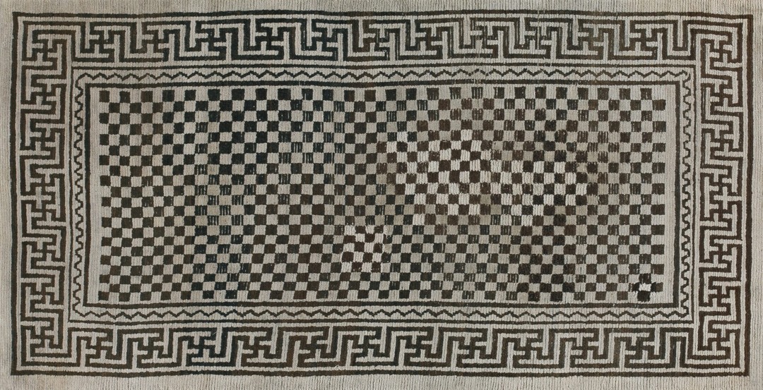 Antique chinese - tibetan ivory 1930s rug