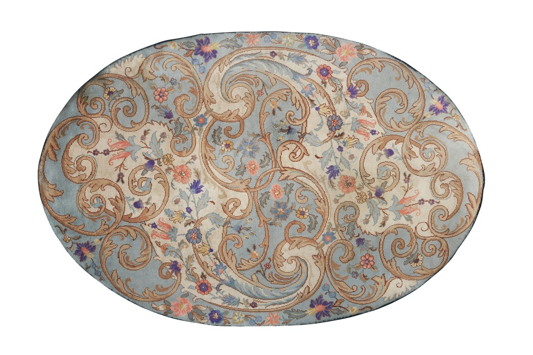 Rare oval shape antique artistic irish arts & crafts donegal rug