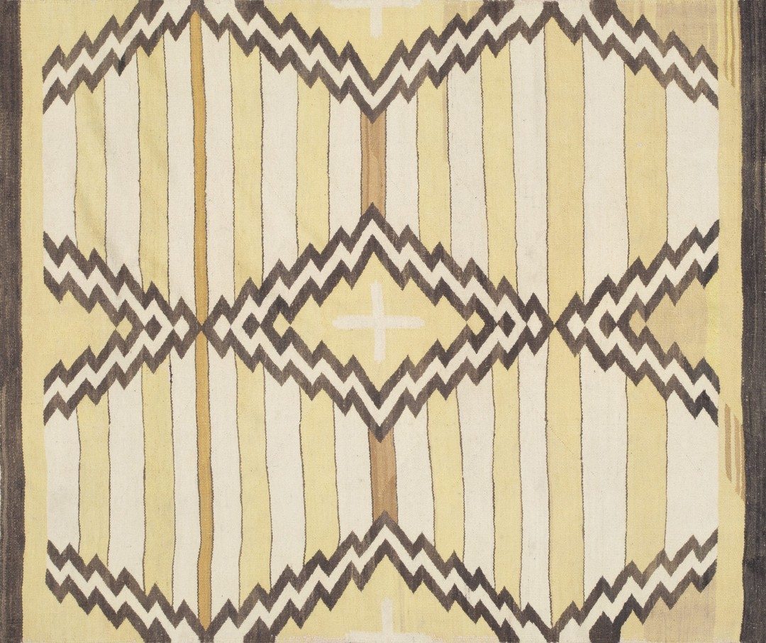 Antique navajo native american flat weave geometric rug