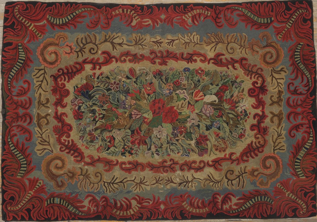 Antique american usa floral medallion wool hand knotted pile 1935 rug
