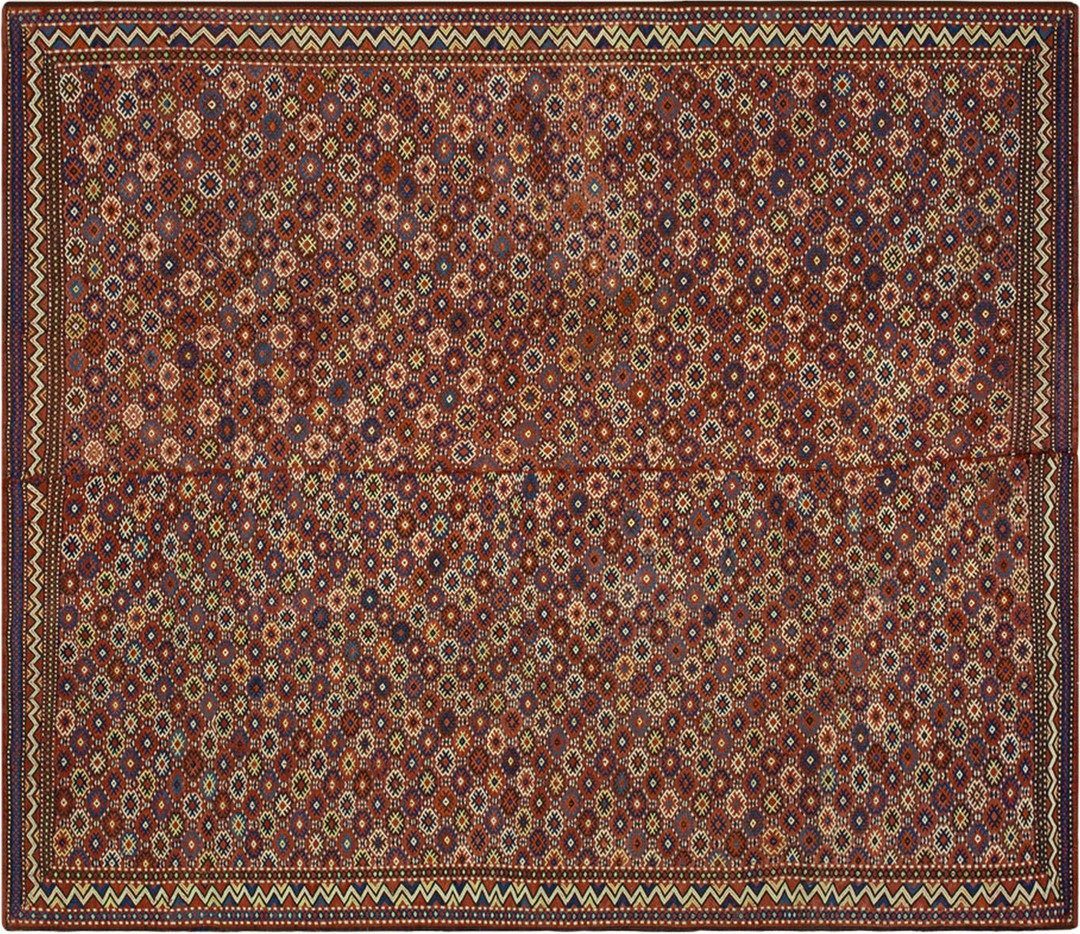 Antique caucasian tribal verneh flat weave kilim rug