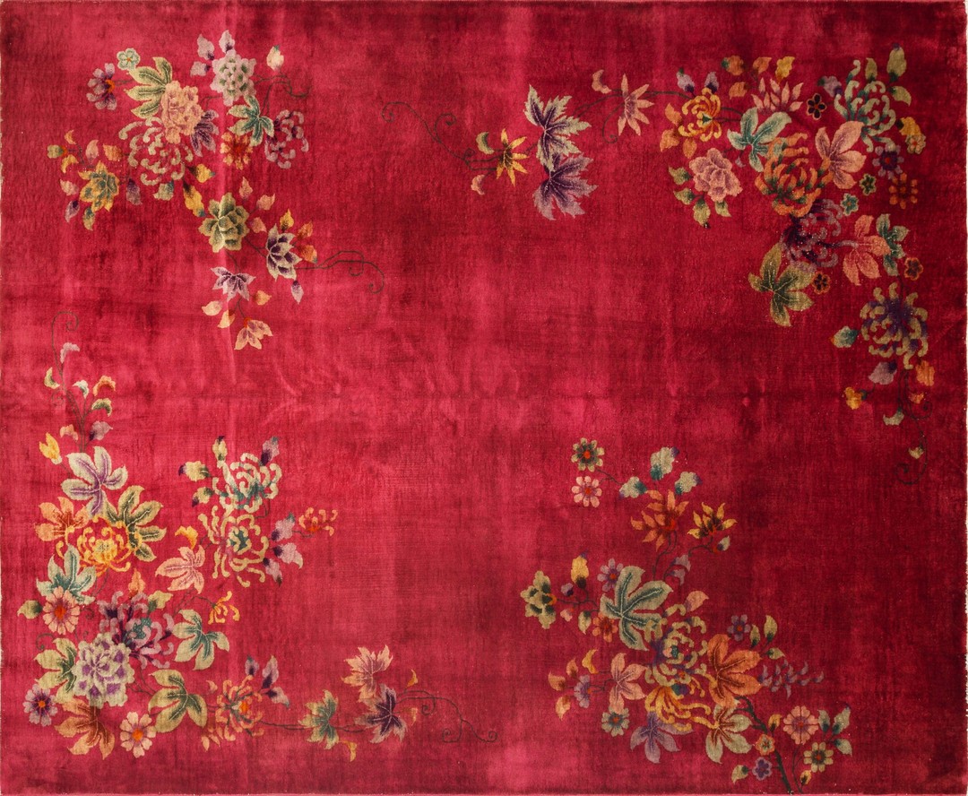 Antique chinese - art deco purple 1930s rug