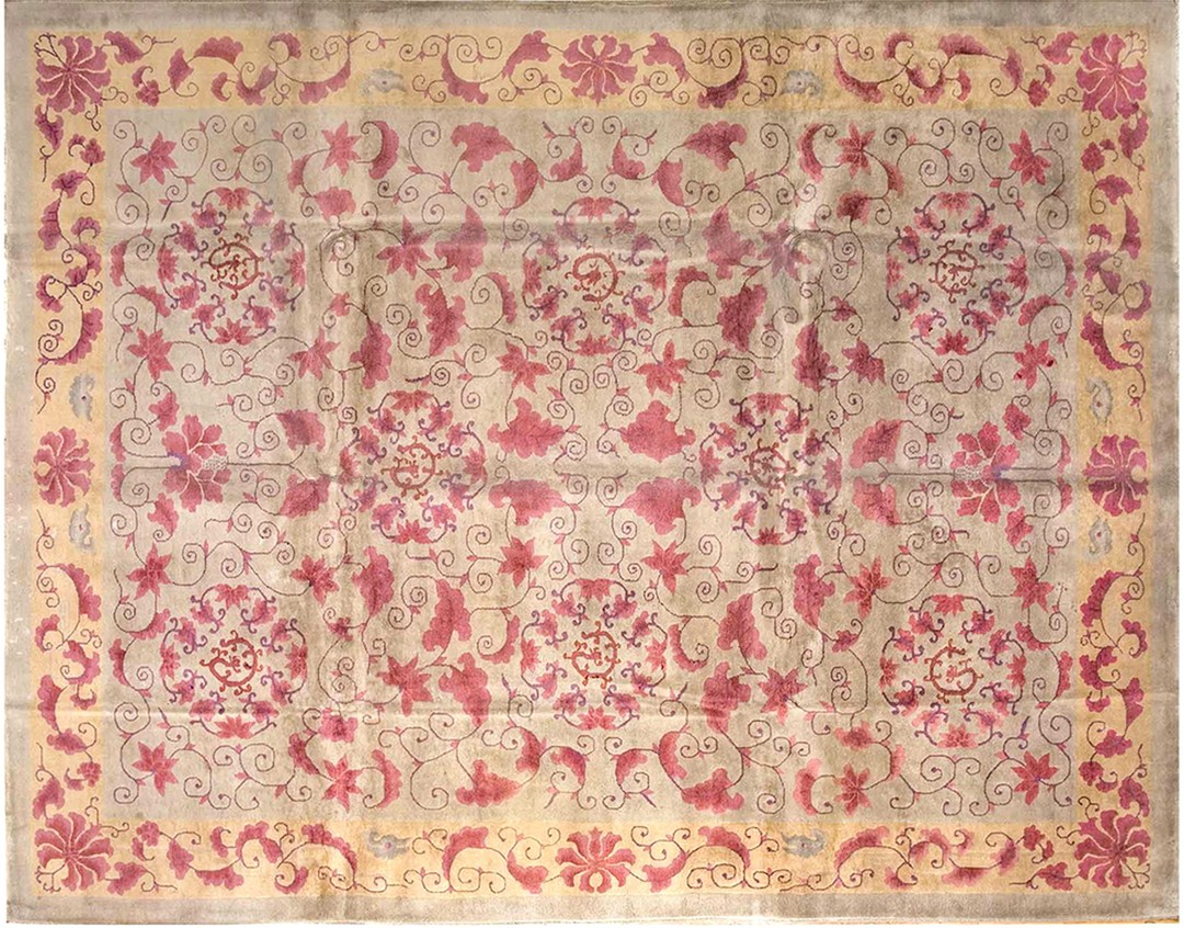 Rectangle 1930s knotted antique chinese room size wool - art deco rug