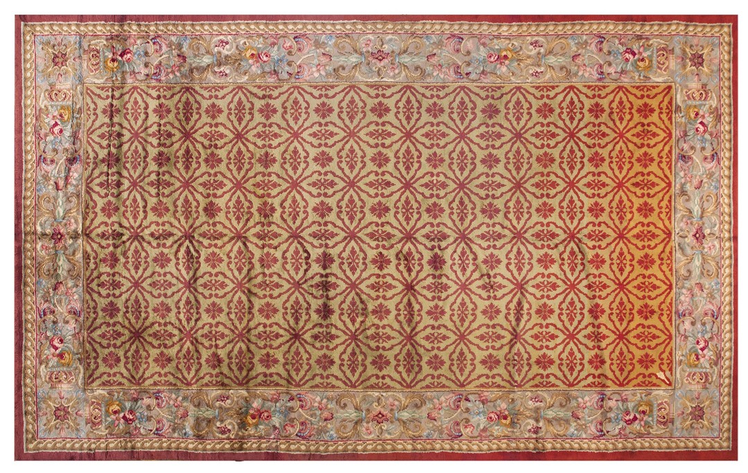 Antique large savonnerie spanish knotted rug