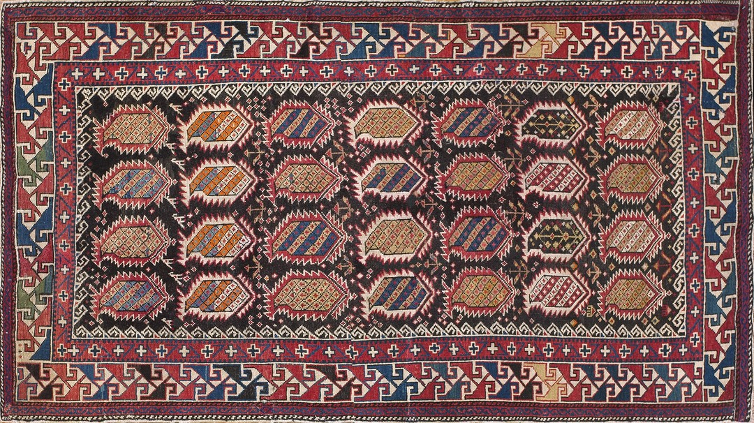 Antique caucasian multicolor 1930s rug