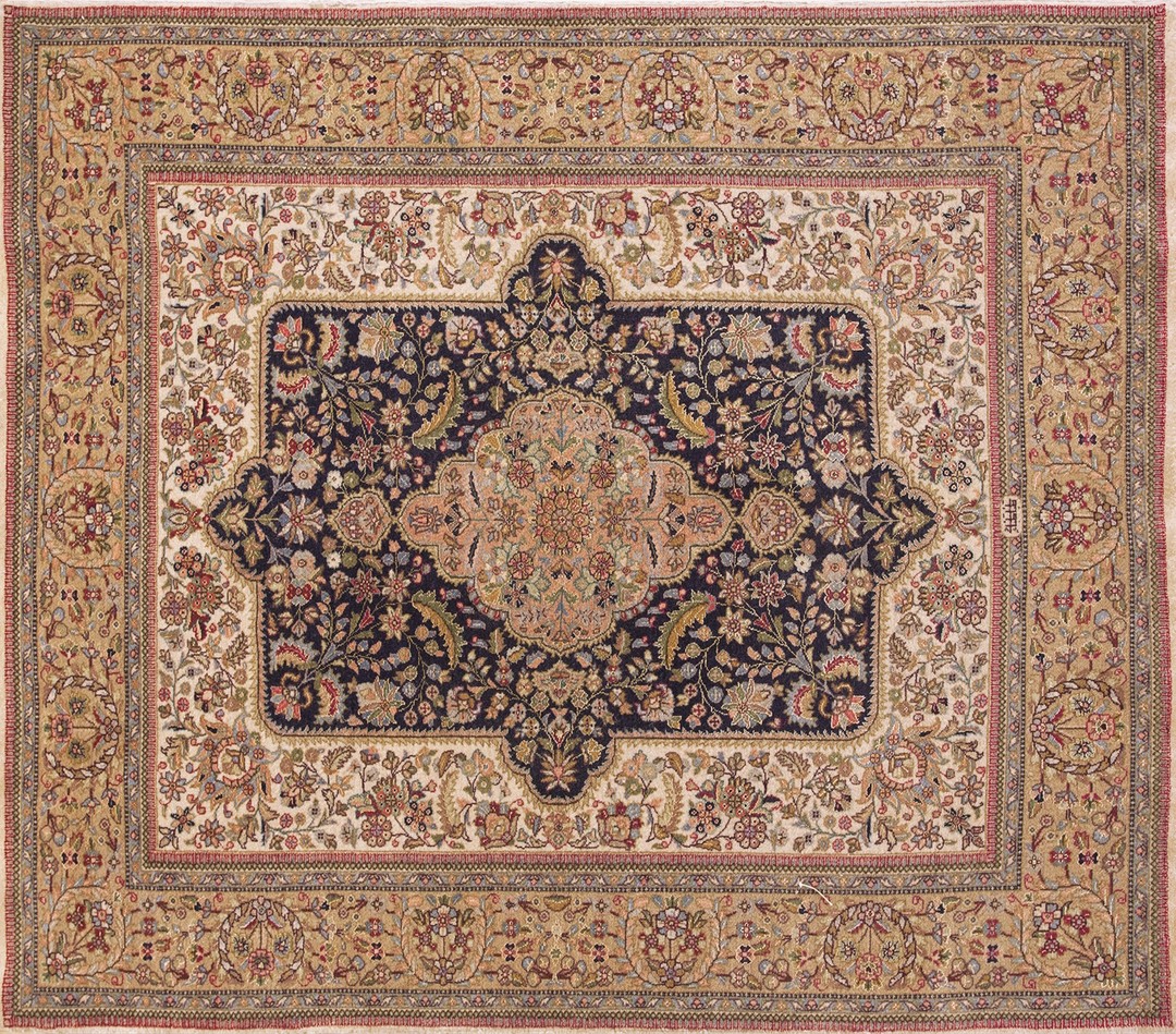 Small floral vintage mid century persian tabriz scatter size area rug