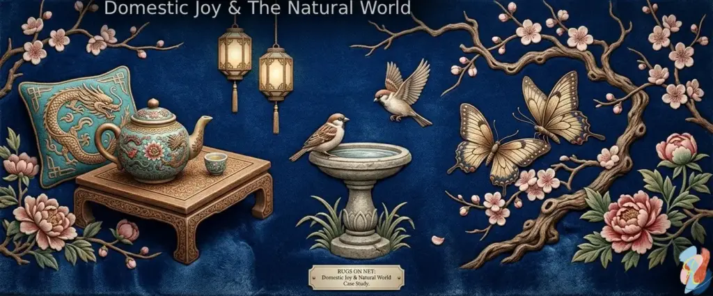 Domestic joy and natural world chinese iconography patterns by rugsonnet