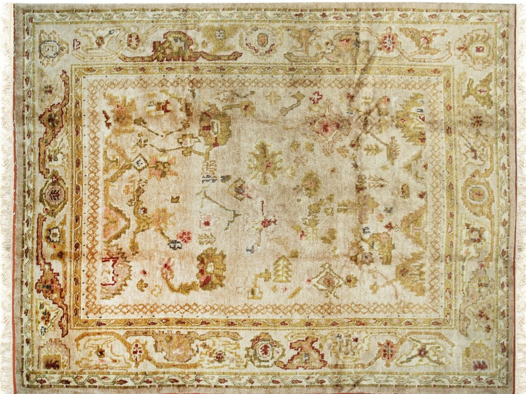 Elena mohair oushak beige hand knotted rug