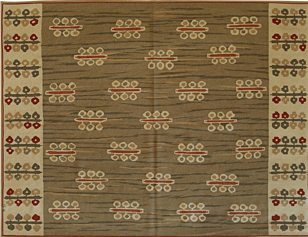 Graceful trara green flatweave wool rug