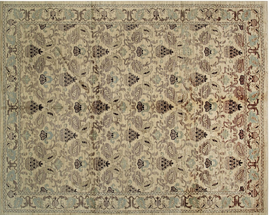 Vibrant chloe ivory hand knotted wool rug