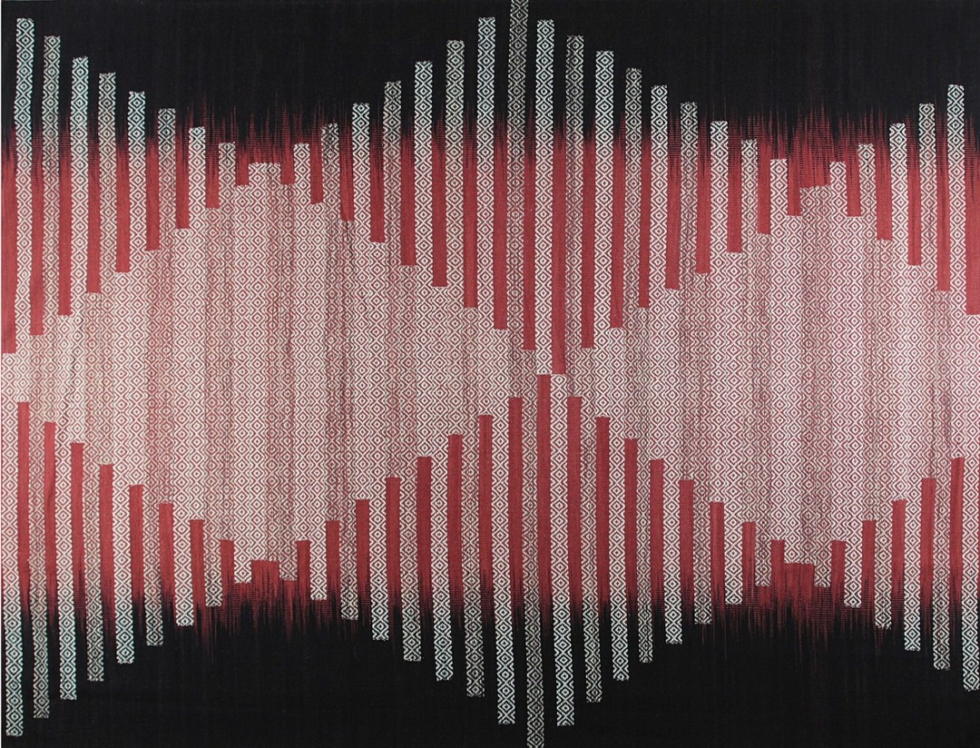 Dazzling sleek red flatweave wool rug