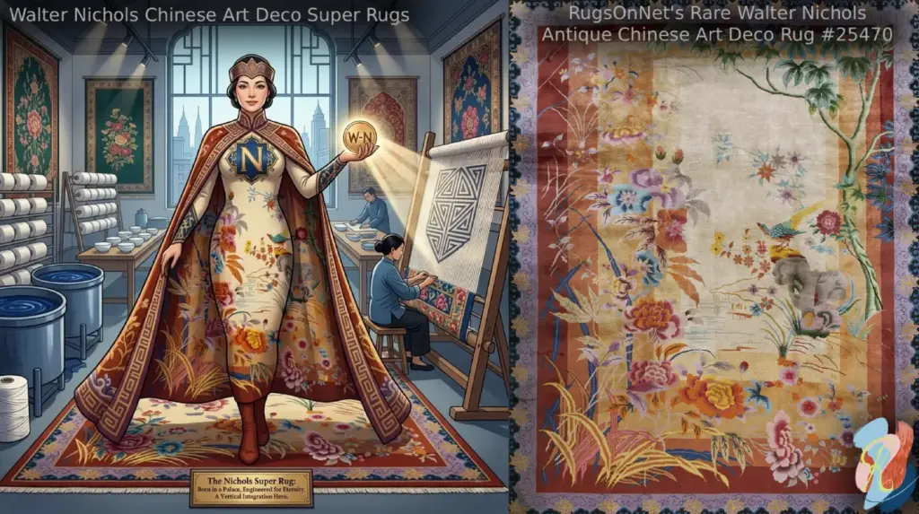 Breathtaking walter nichols antique chinese art deco rug #25470 from the collection of rugsonnet