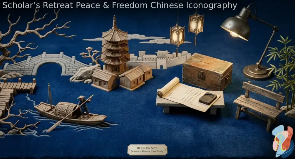 Scholar's retreat and peace & freedom chinese iconography by rugsonnet