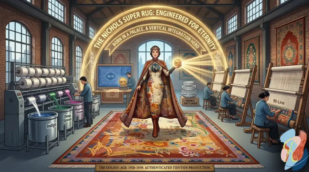 Walter nichols super 1920's chinese tientsin rug by rugsonnet