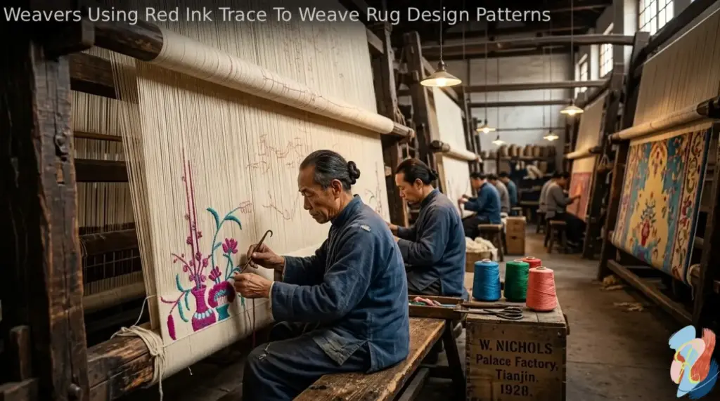 Rug weavers unsung red ink trace to weave rug designs and patterns by rugsonnet