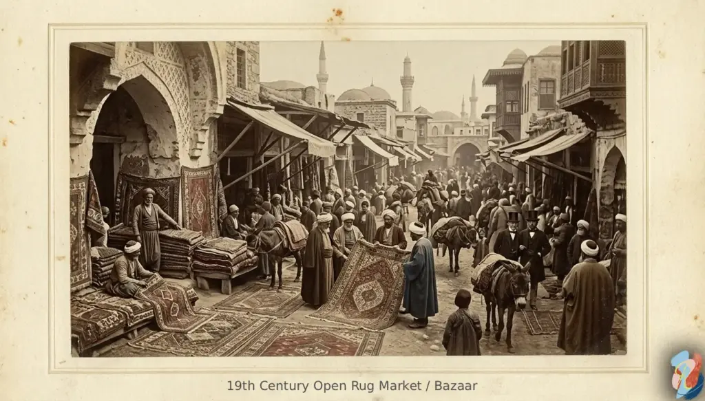 19th century open rug market / bazaar by rugsonnet
