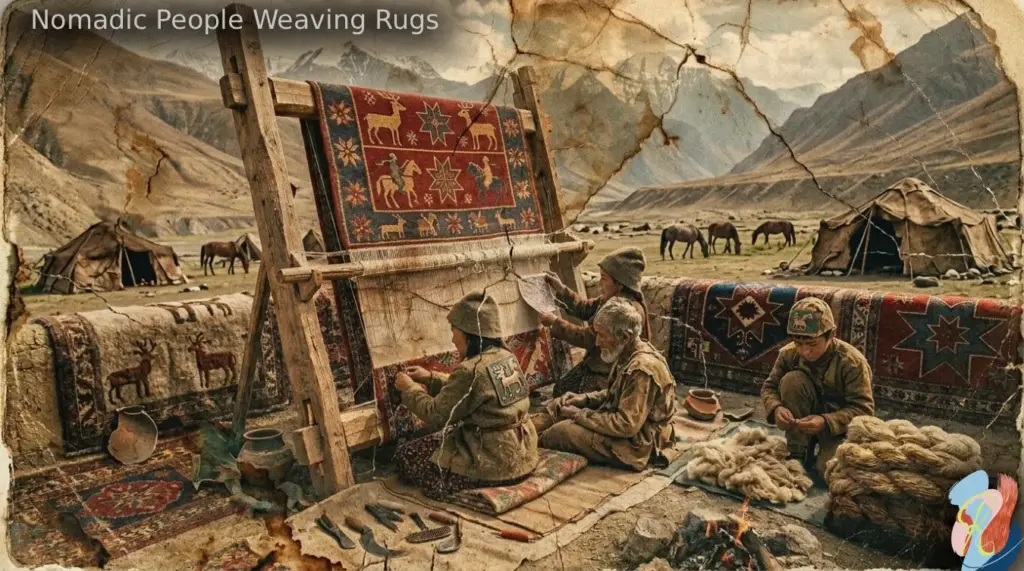Ancient Nomadic People Weaving Antique Area Rugs by RugsOnNet
