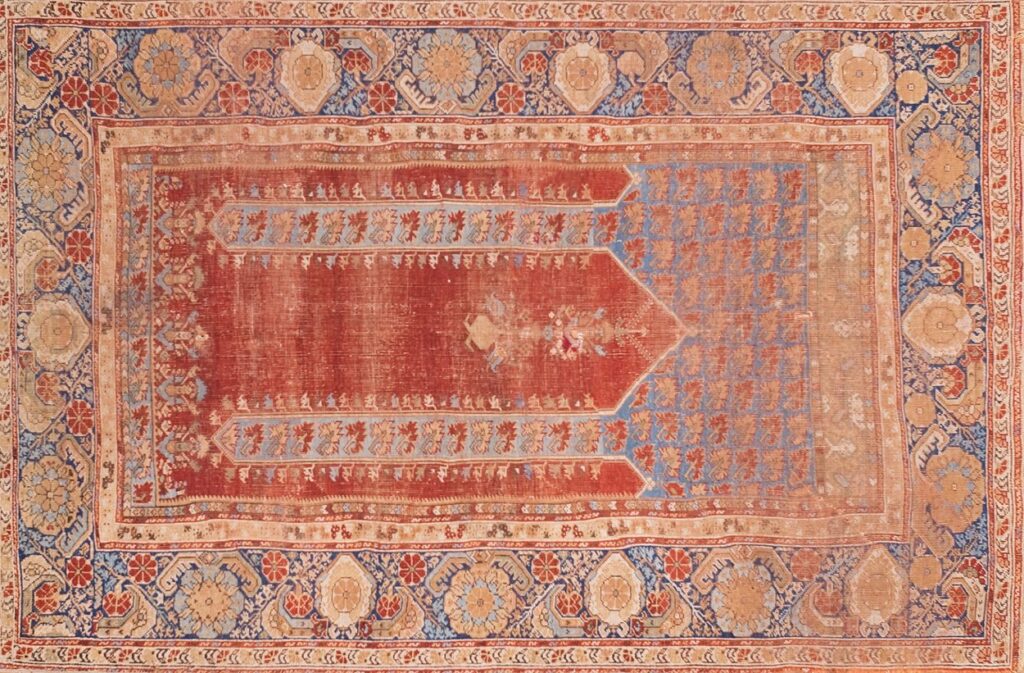 Antique 18th Century Turkish Ghiordes Muslim Prayer Design Rug by RugsOnNet