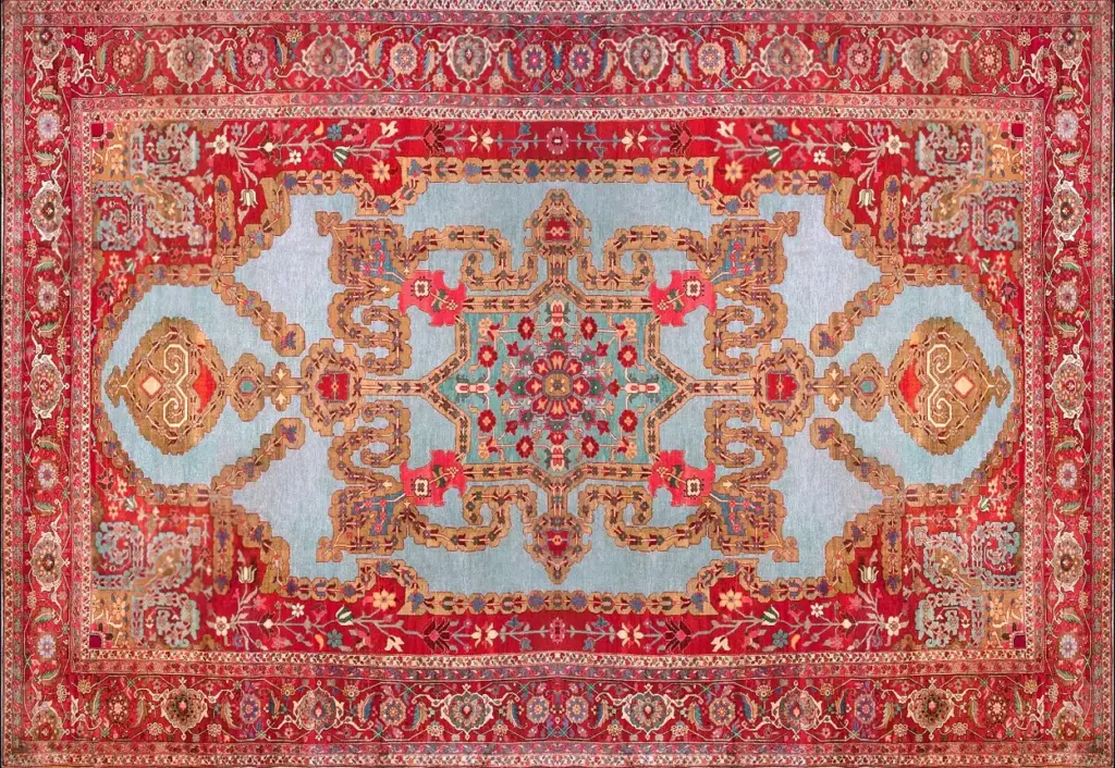 Antique Persian Heriz Serapi Central Medallion Design Rug by RugsOnNet
