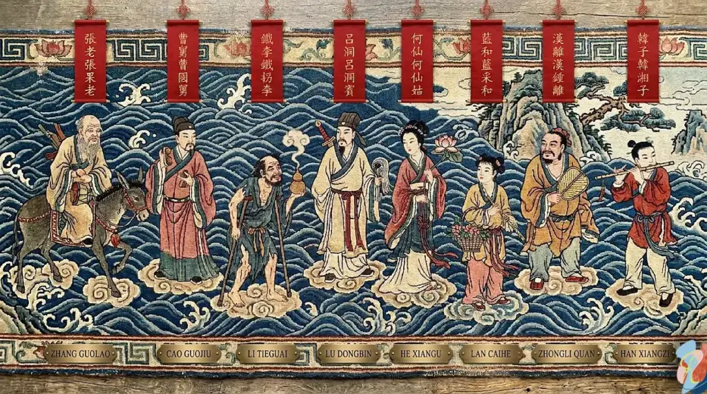 The "meeting of the eight immortals" crossing the stormy sea toward the isles of the blest by rugsonnet