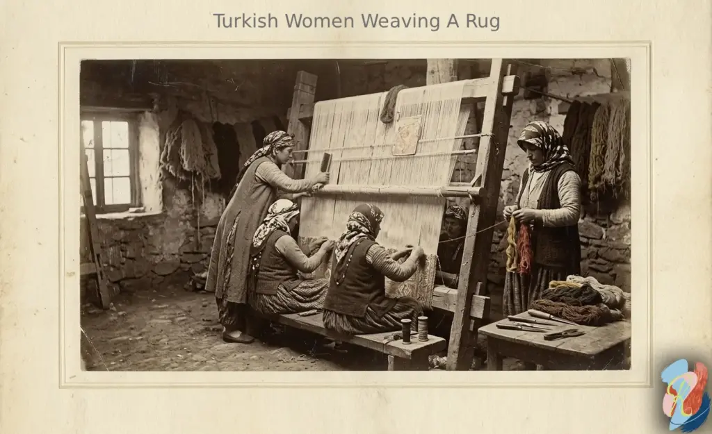 Turkish women weaving a rug by rugsonnet