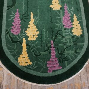 1920s Antique Green Chinese Art Deco Carpet 2'×4' Hand-Knotted Wool - detail view 7