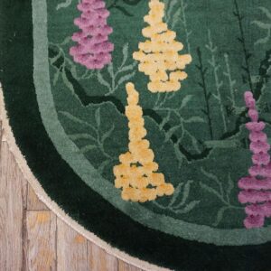 1920s Antique Green Chinese Art Deco Carpet 2'×4' Hand-Knotted Wool - detail view 8