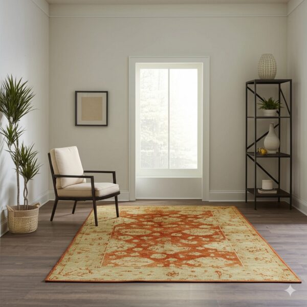 Crimson dynasty handmade wool red transitional all-over ningxia rug - image 6