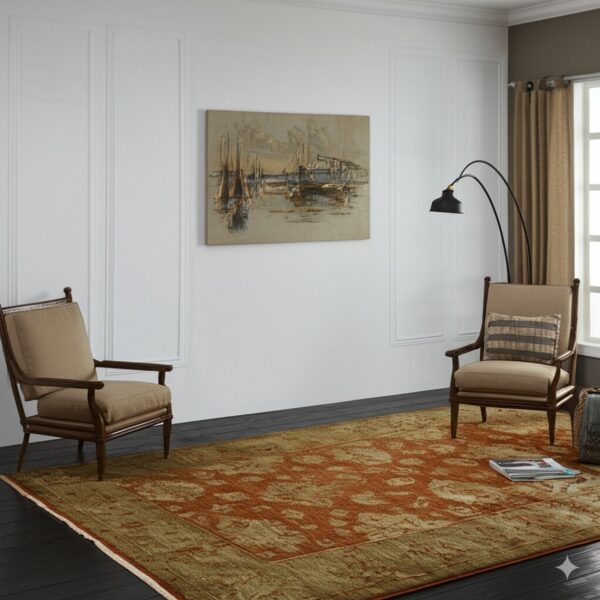Minimalist room with rug and chair