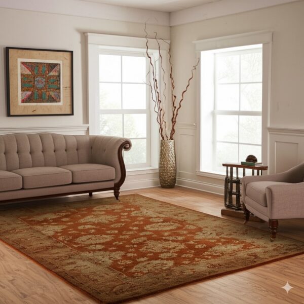 Crimson dynasty handmade wool red transitional all-over ningxia rug - image 3