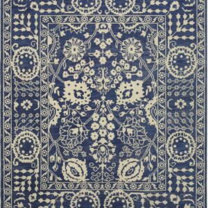 Alluring Freya Blue Hand Knotted Wool Rug