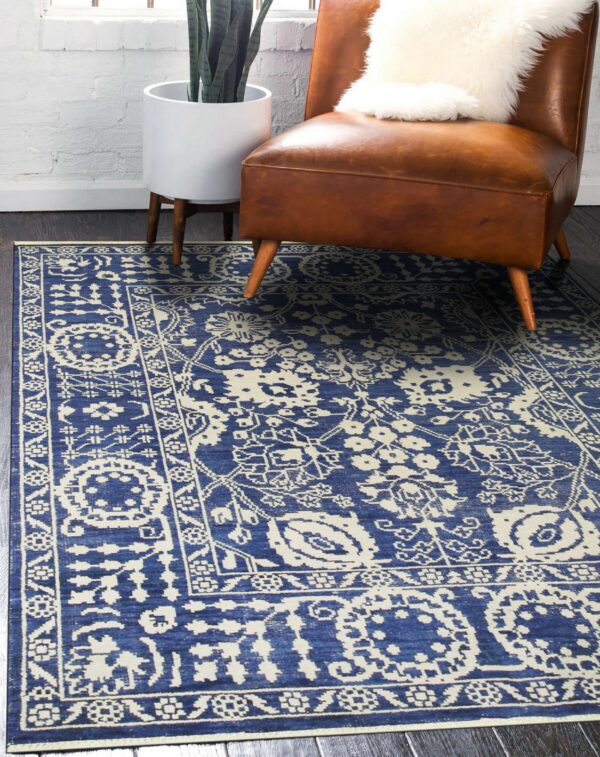 Alluring freya blue hand knotted wool rug - image 3