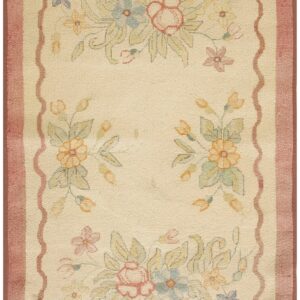 Antique American Hooked Rug 2'7"×4' Ivory Hand-Hooked Wool